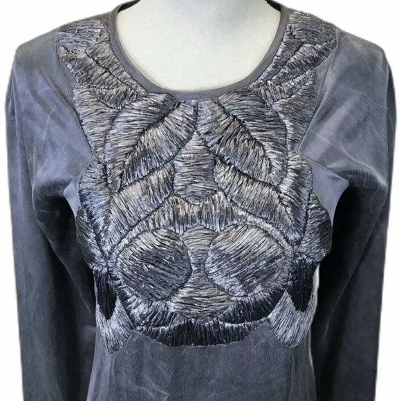 Tony Cohen Washed Silk Straw Design Zipper Dress - Picture 3 of 12